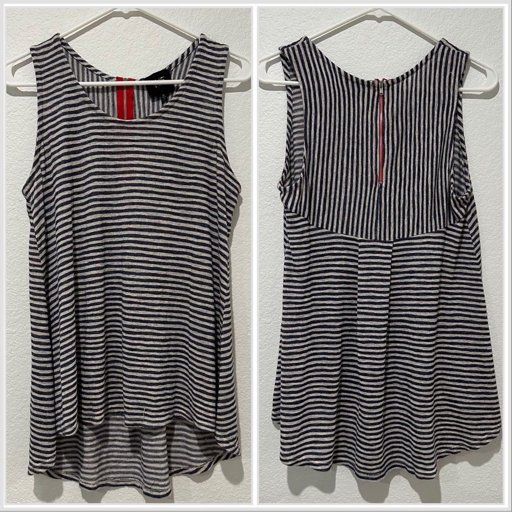 Anthro W5 Blue White Striped Flowy Tank Top